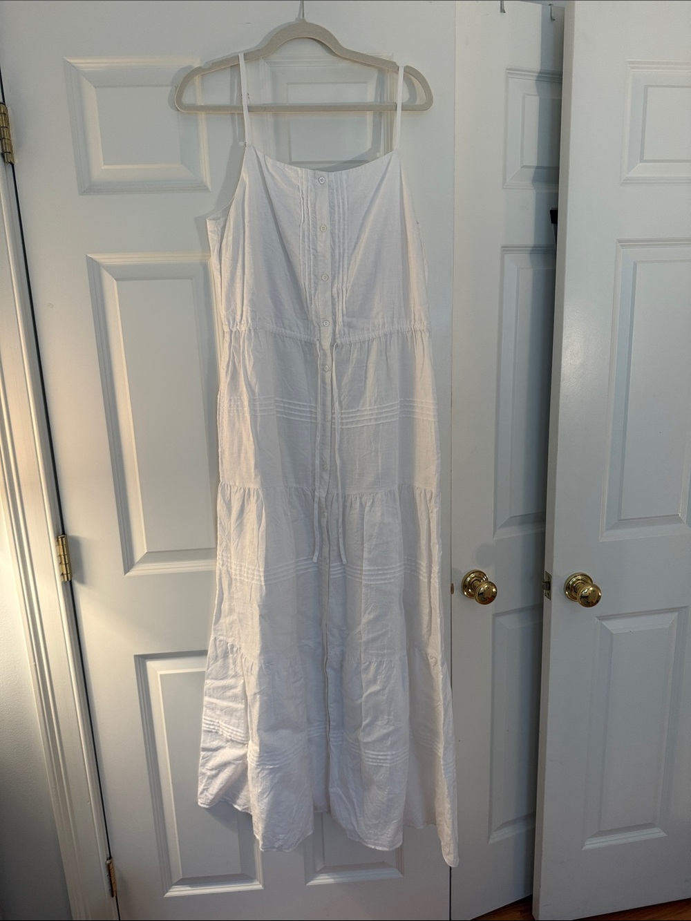 White Maxi Sundress with Button Front